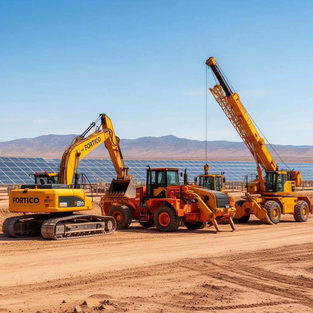 Excavators & Hydra Cranes — heavy equipment in the Fortico Infra construction fleet